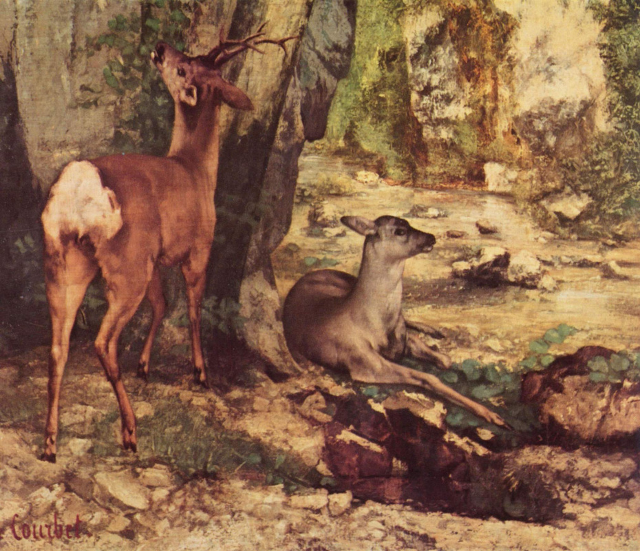 Gustave Courbet. An enclosure for ROE deer at the stream Fountain of joy. Detail