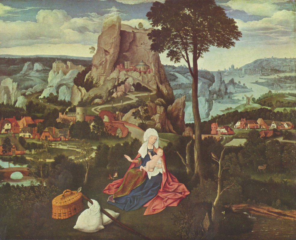 Joachim Patinir. Landscape with the rest on the flight into Egypt