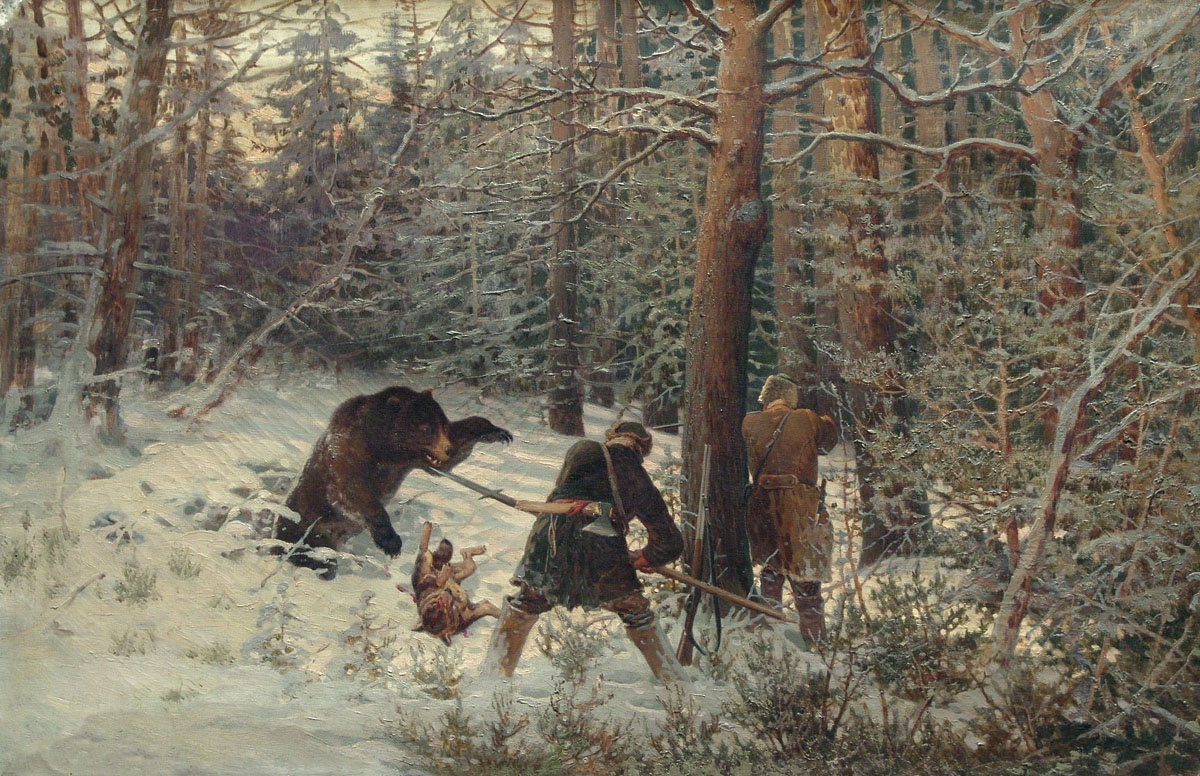 Evgheny Tikhmenev. Bear hunting. 1890