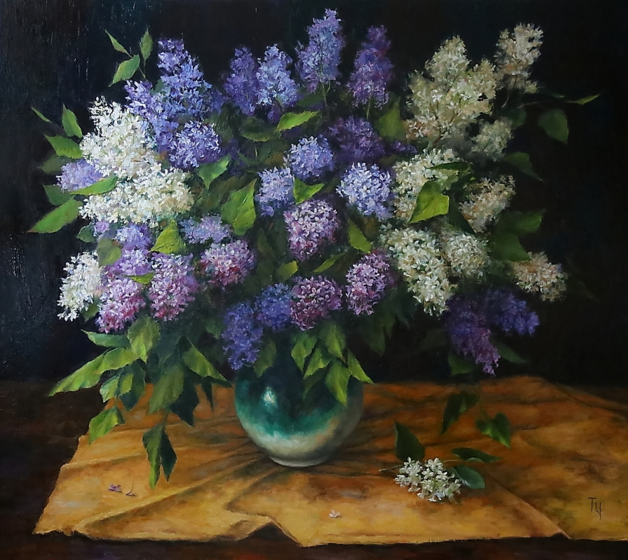 Tatyana Chepkasova. Lilac on a dark background