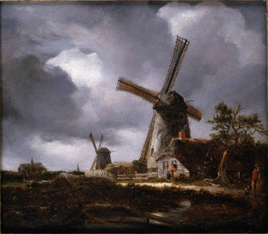 Janez policist. Landscape with windmills near Haarlem (by Jacob van Reisdal)