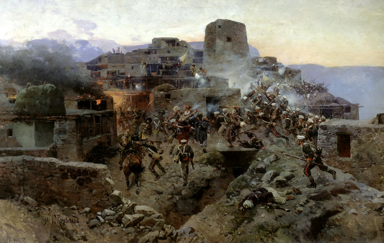 Franz Alekseevich Roubaud. The storming of aul Gimry