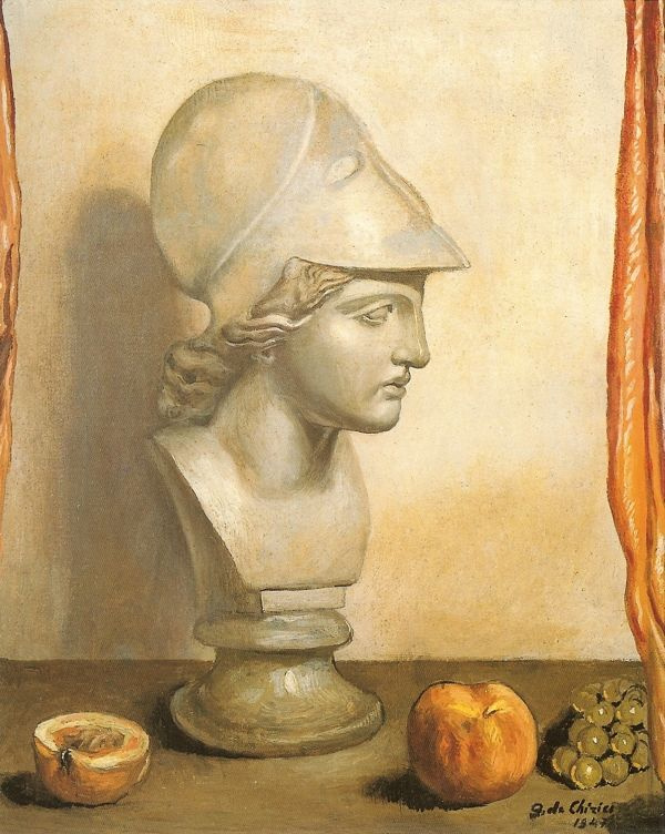 Giorgio de Chirico. Minerva Head with Peach and Bunch