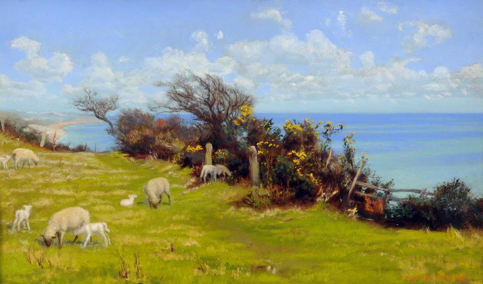 Arthur Hughes. Spring pasture, Cornwall
