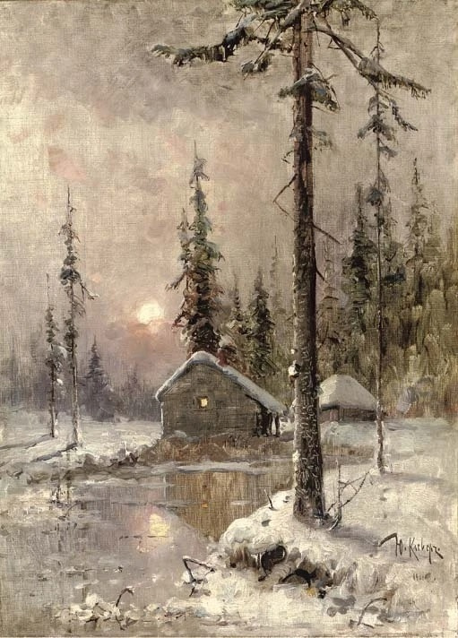 Юлий Юльевич Клевер. Зимний пейзаж с заснеженным домом