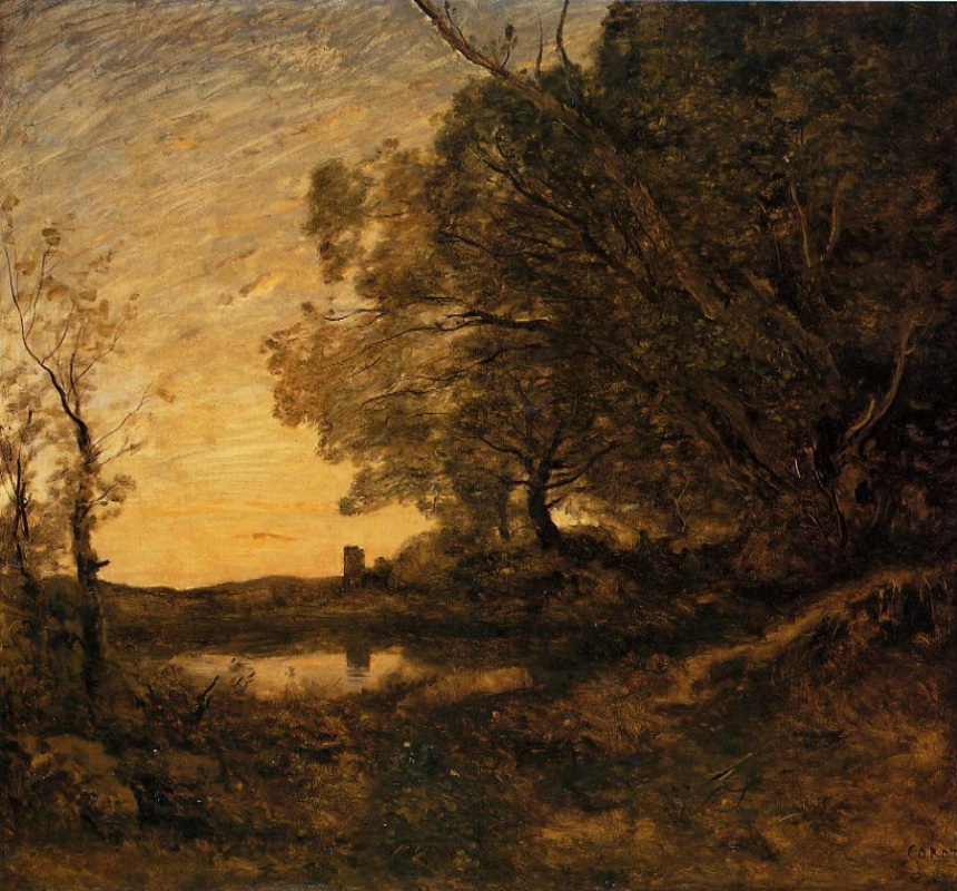 Camille Corot. Evening. Distant tower