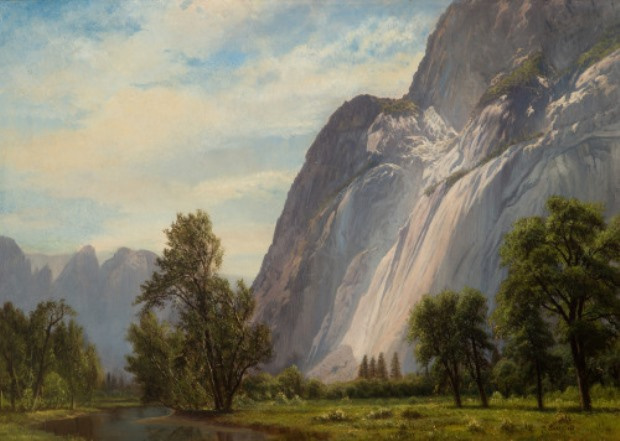 Albert Birštadt. Yosemite valley, waterfall