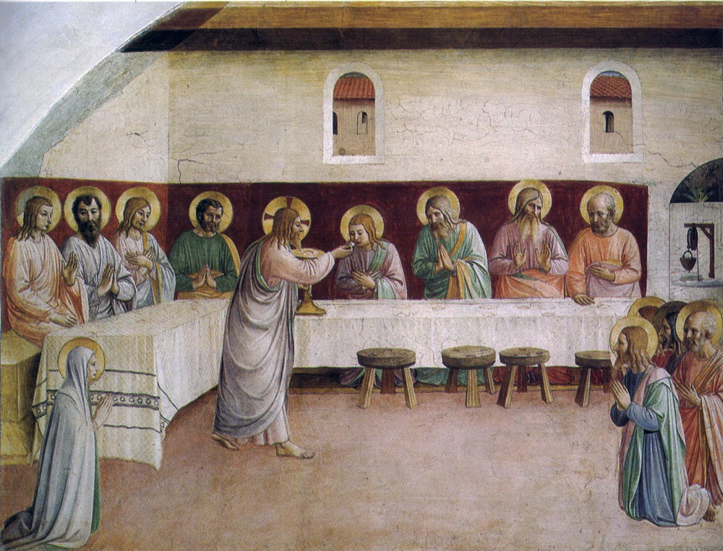 Fra Beato Angelico. The Last Supper: Communion of the Apostles. Fresco of the Monastery of San Marco, Florence