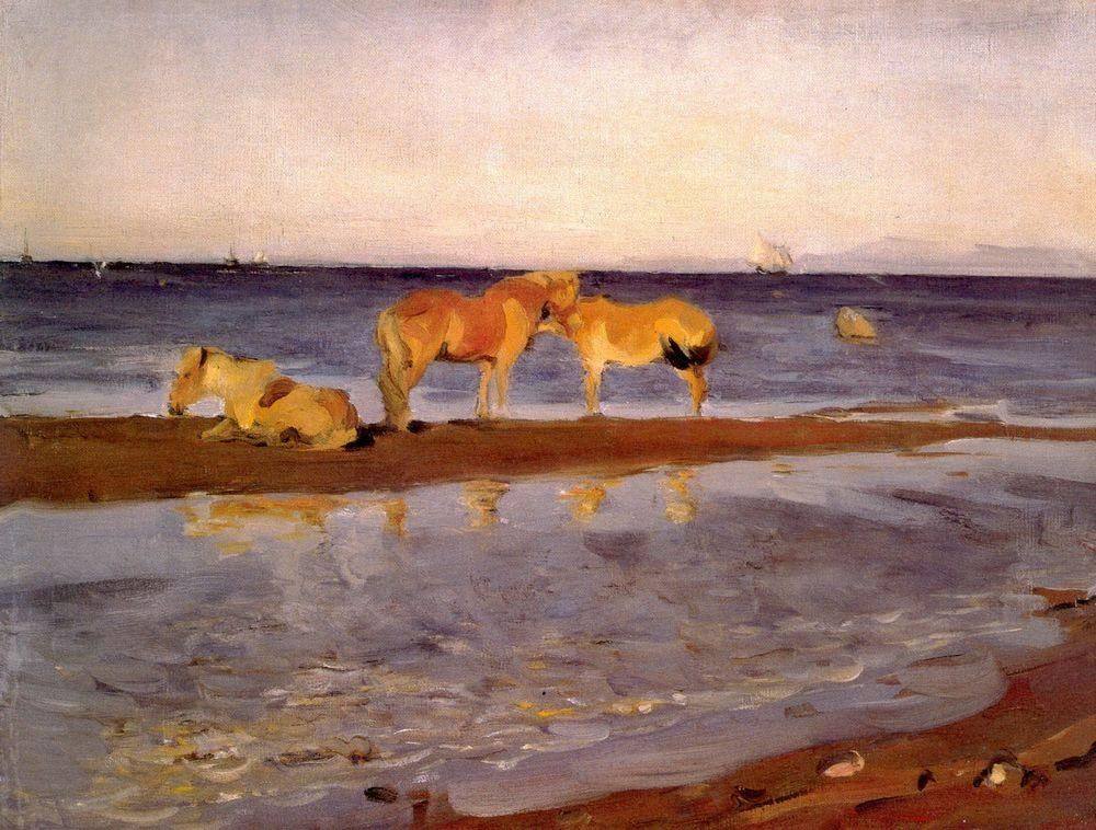 Valentin Aleksandrovich Serov. Horses on the beach