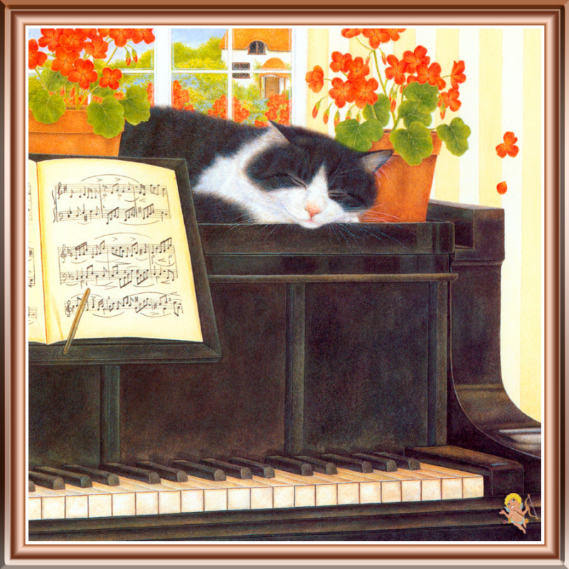 John Martinez. Cat and music notes