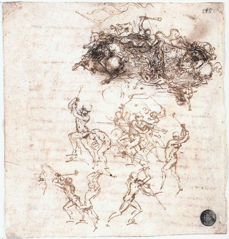 Leonardo da Vinci. Sketches of battle