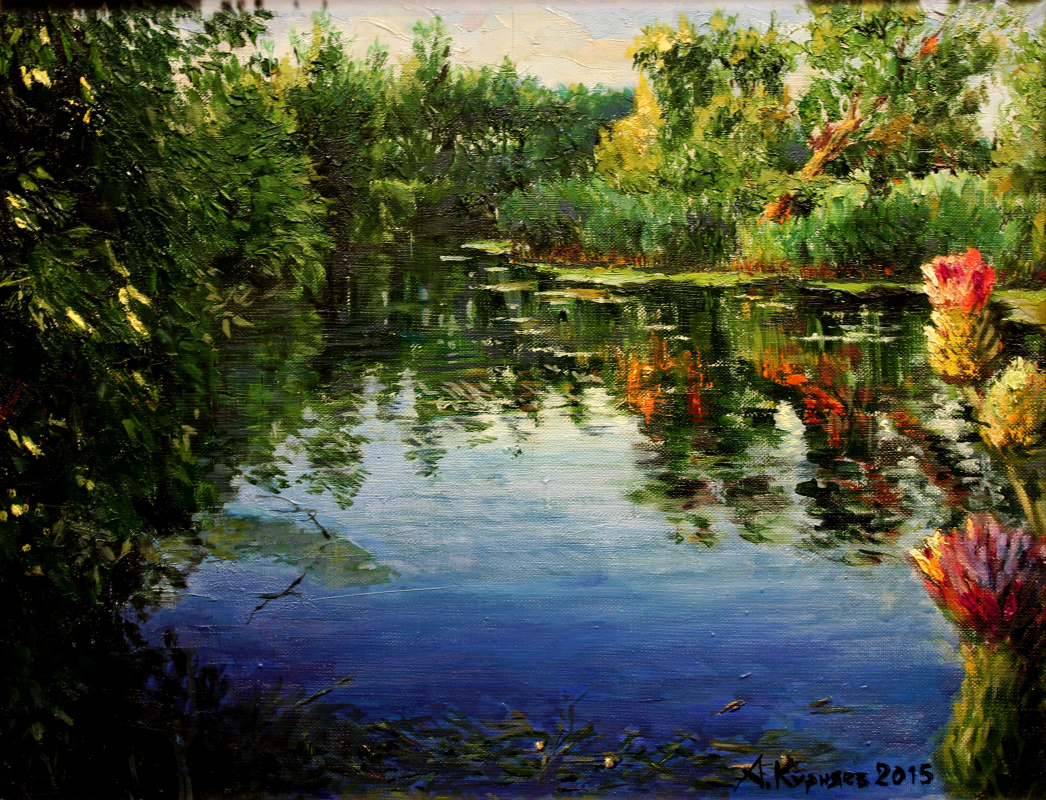 Alexander Vladimirovich Kurnyaev. Evening on the river.