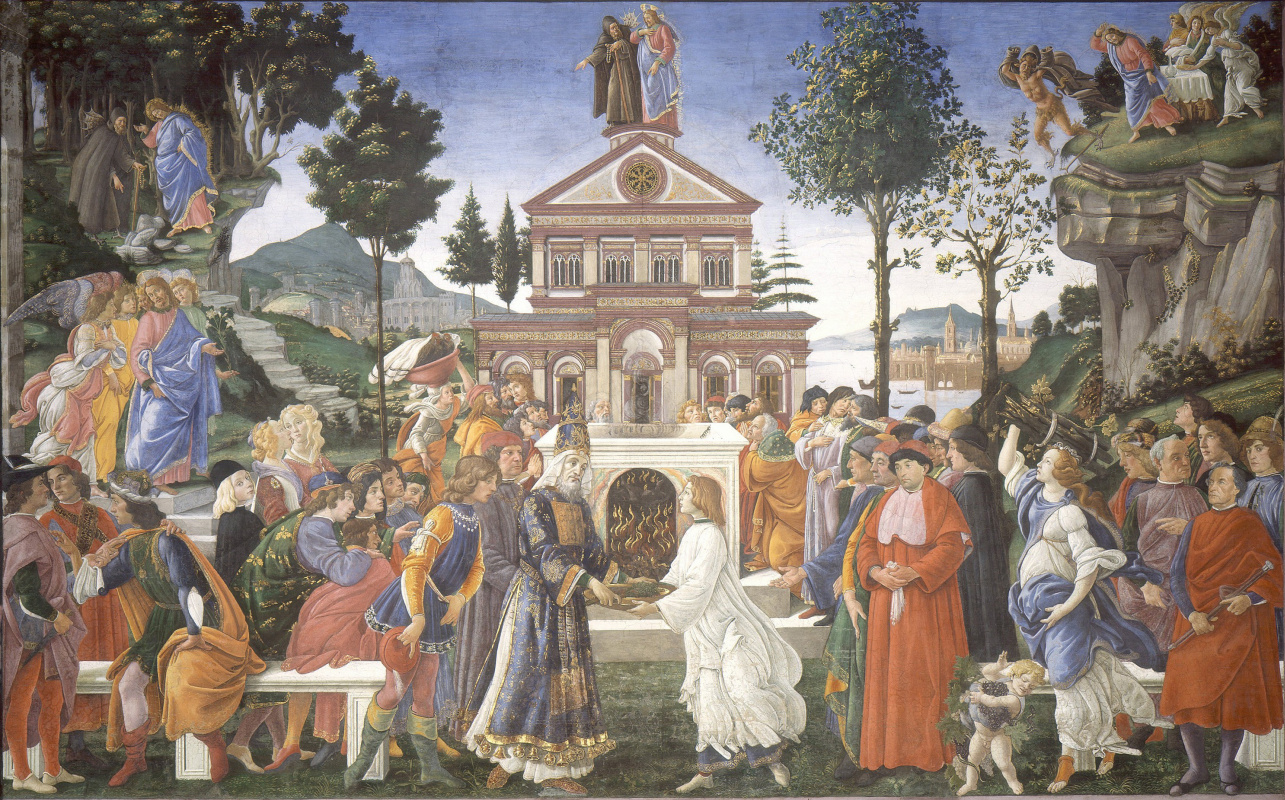 Sandro Botticelli. The three temptations of Christ