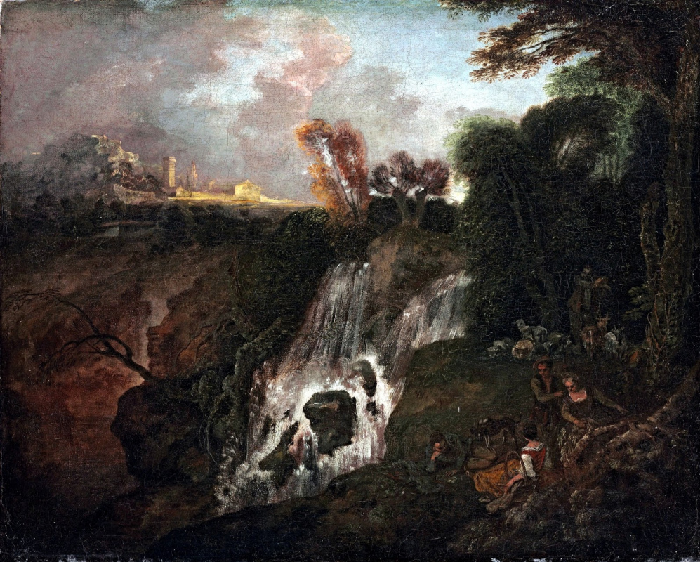 Antoine Watteau. Landscape with waterfall