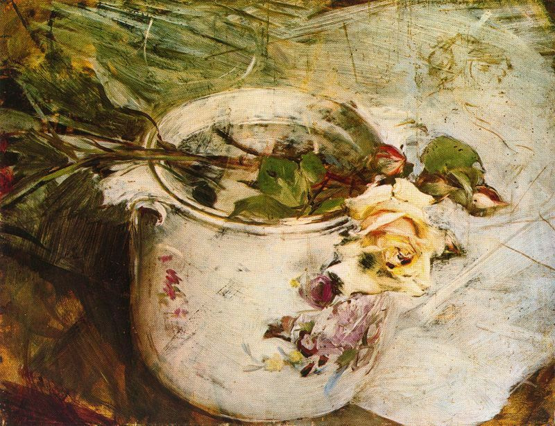 Giovanni Boldini. Still life with yellow rose and Saxon vase