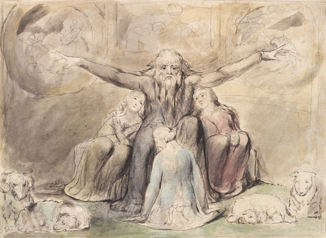 William Blake. The Book Of Job. Job and his daughters