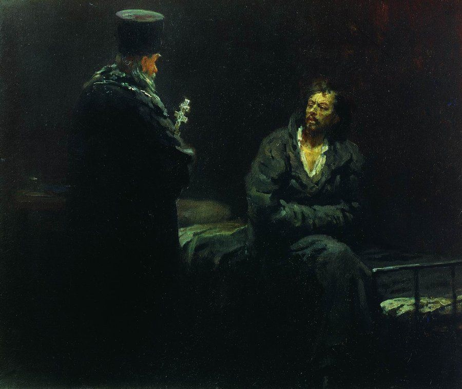 Ilya Efimovich Repin. Refusal of confession before execution