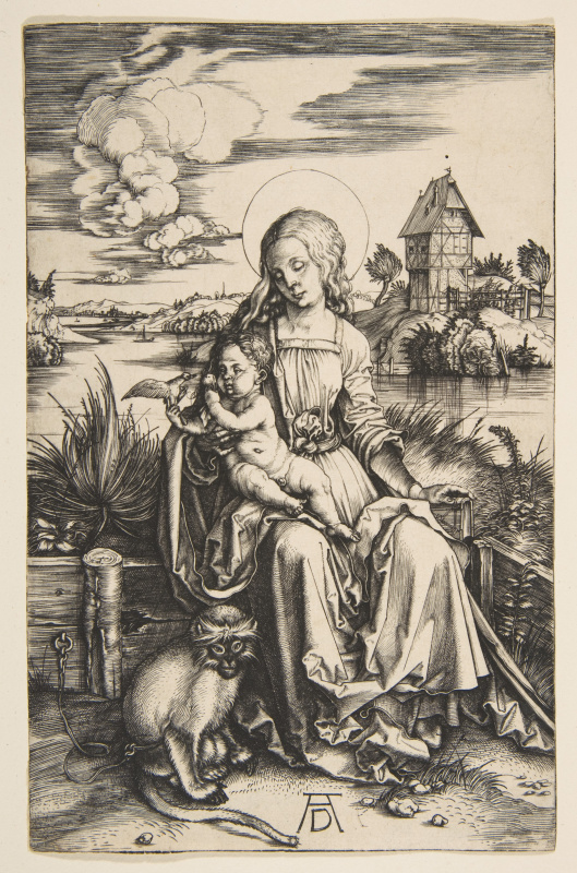 Albrecht Dürer. Mary and child with a monkey