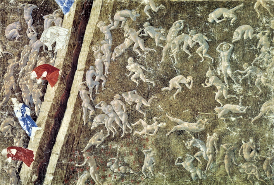 Sandro Botticelli. Sodomiten. Hölle. Illustration für die Göttliche Komödie