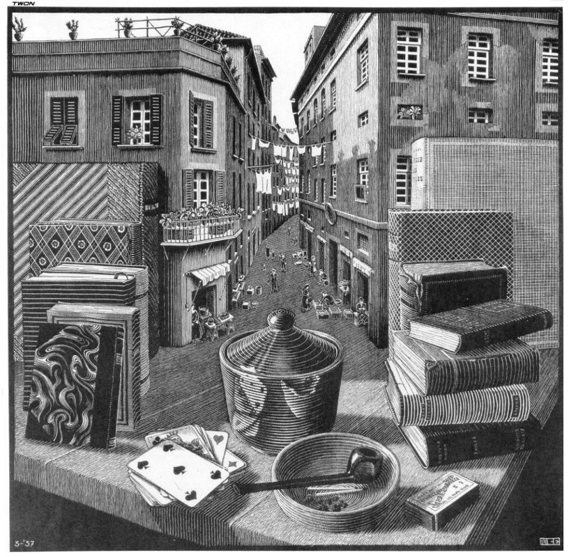 Maurits Cornelis Escher. Still Life and Street