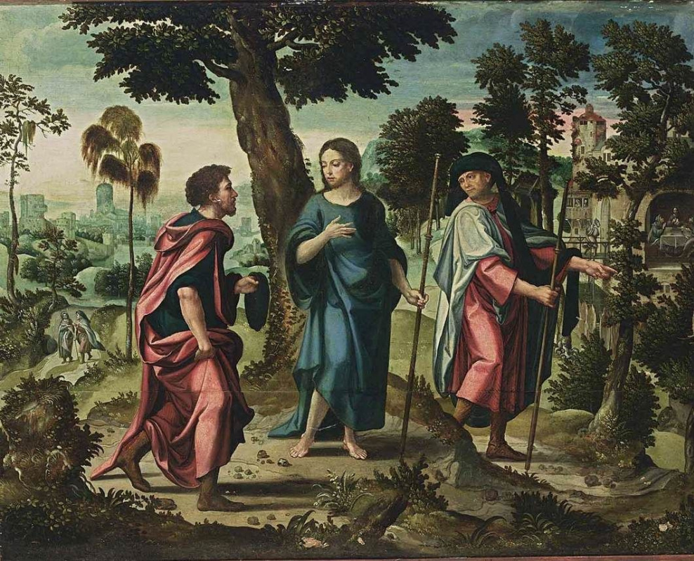 Peter Cook Van Alst. Christ with the disciples on the road to Emmaus