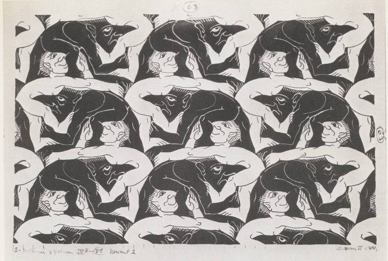 Maurits Cornelis Escher. Pessimist optimist (No. 63)
