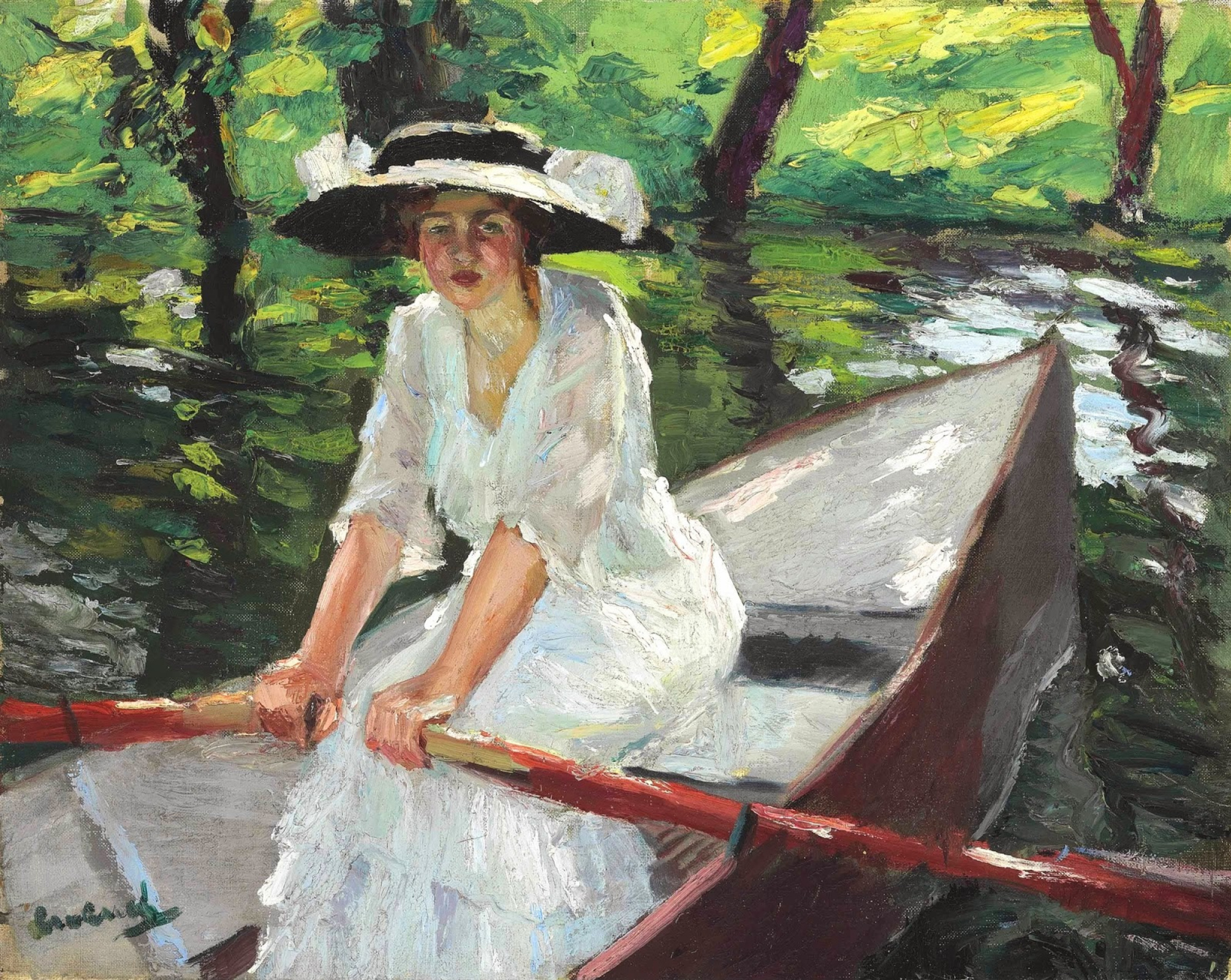 Woman in a boat., 61×48 cm by Edward Cucouel: History, Analysis