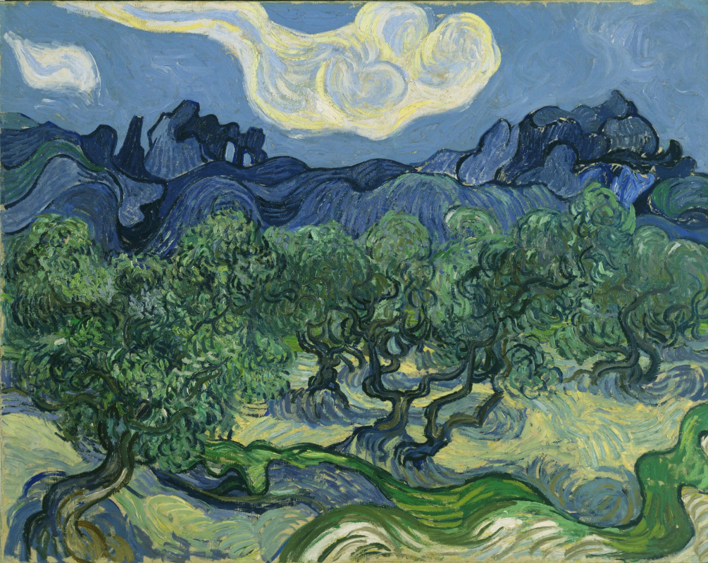 Vincent van Gogh. Olive trees on the background of the Alps