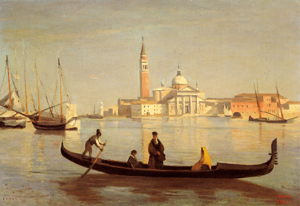 Camille Corot. Venetian gondola on the Grand Canal