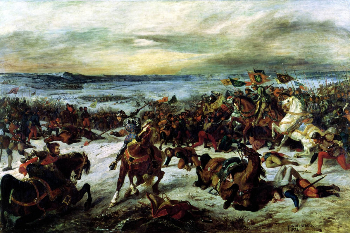 Eugene Delacroix. The death of Charles the Bold at battle of Nancy on 5 January 1477