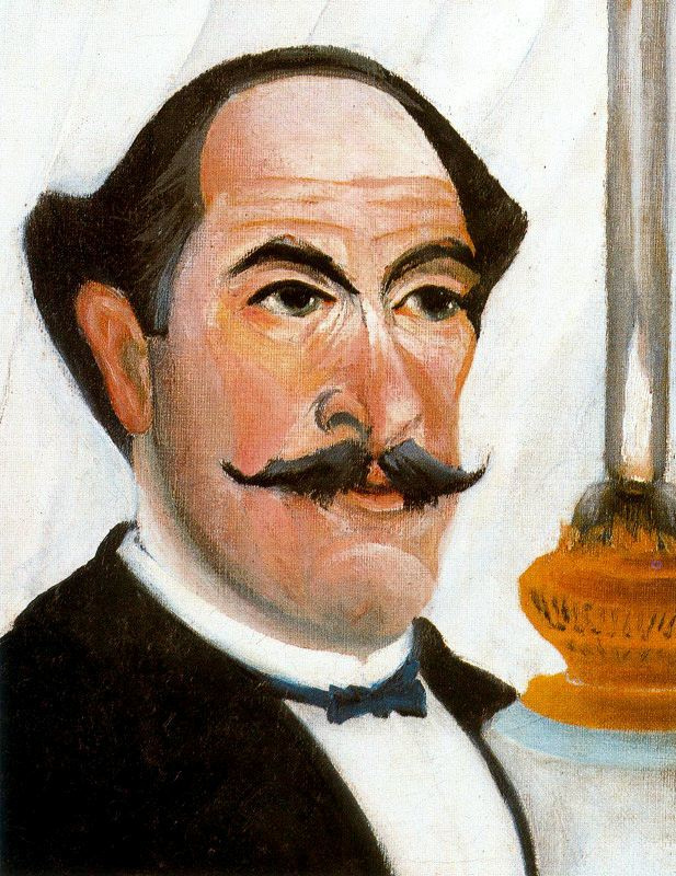 Henri Rousseau. Portrait of the artist with a lamp