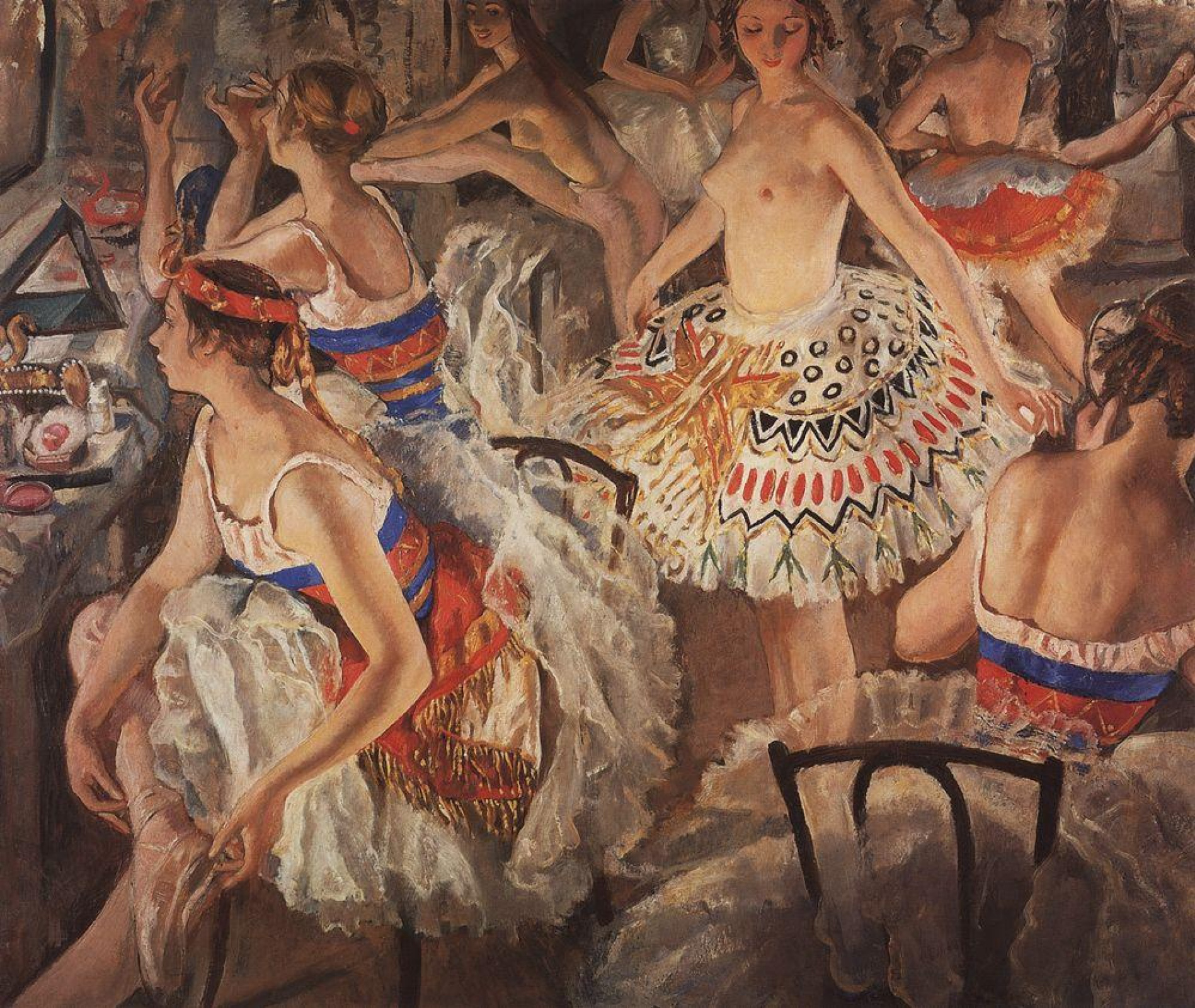 【美品】Dancers at Rest バレリーナ 絵画 Ballet dressing room (Large ballerina), 1922, 136×113 cm by