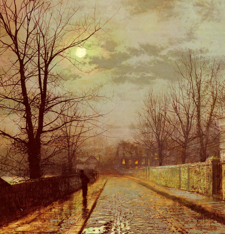 John Atkinson Grimshaw. Lunar landscape. Lane in Cheshire