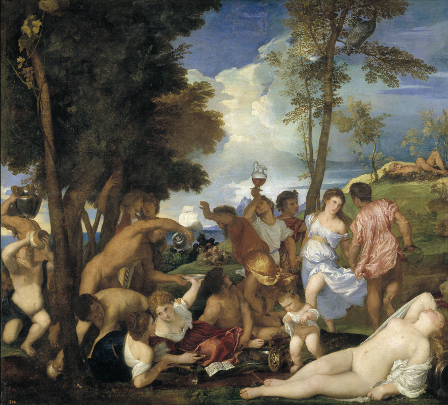 Titian Vecelli. Andriske Orgy (Orgy)