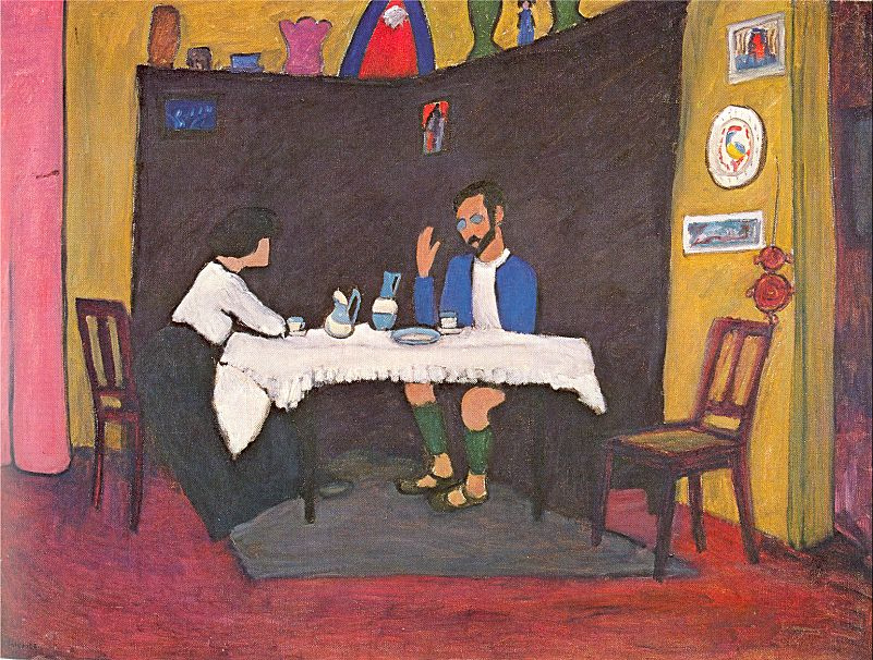Kandinsky and Erma Bossi at the table in Murnau