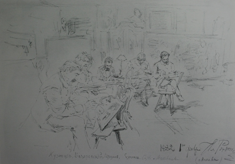 Ilya Efimovich Repin. In the workshop of Repin. Drawing evening