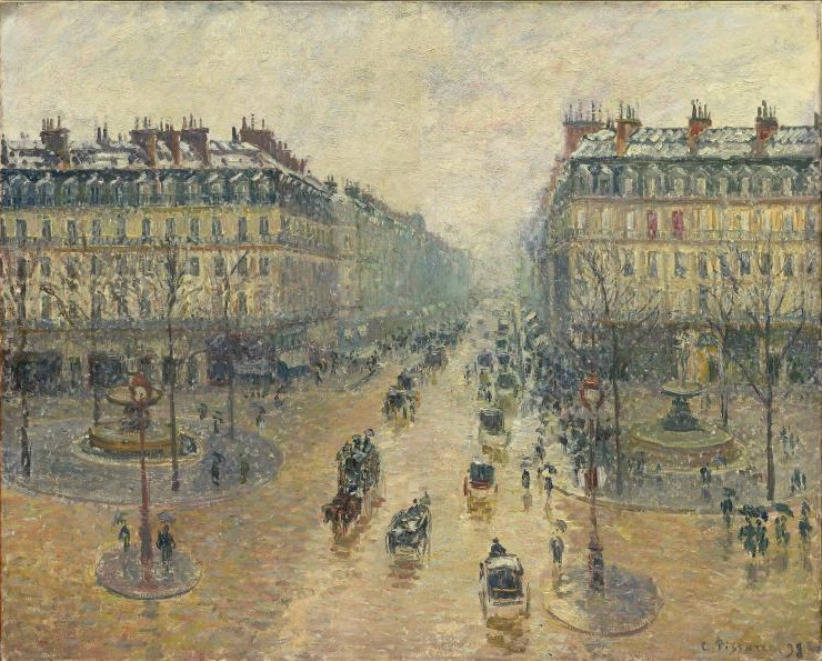 Camille Pissarro. 歌剧在巴黎旅行。雪的影响。早上好
