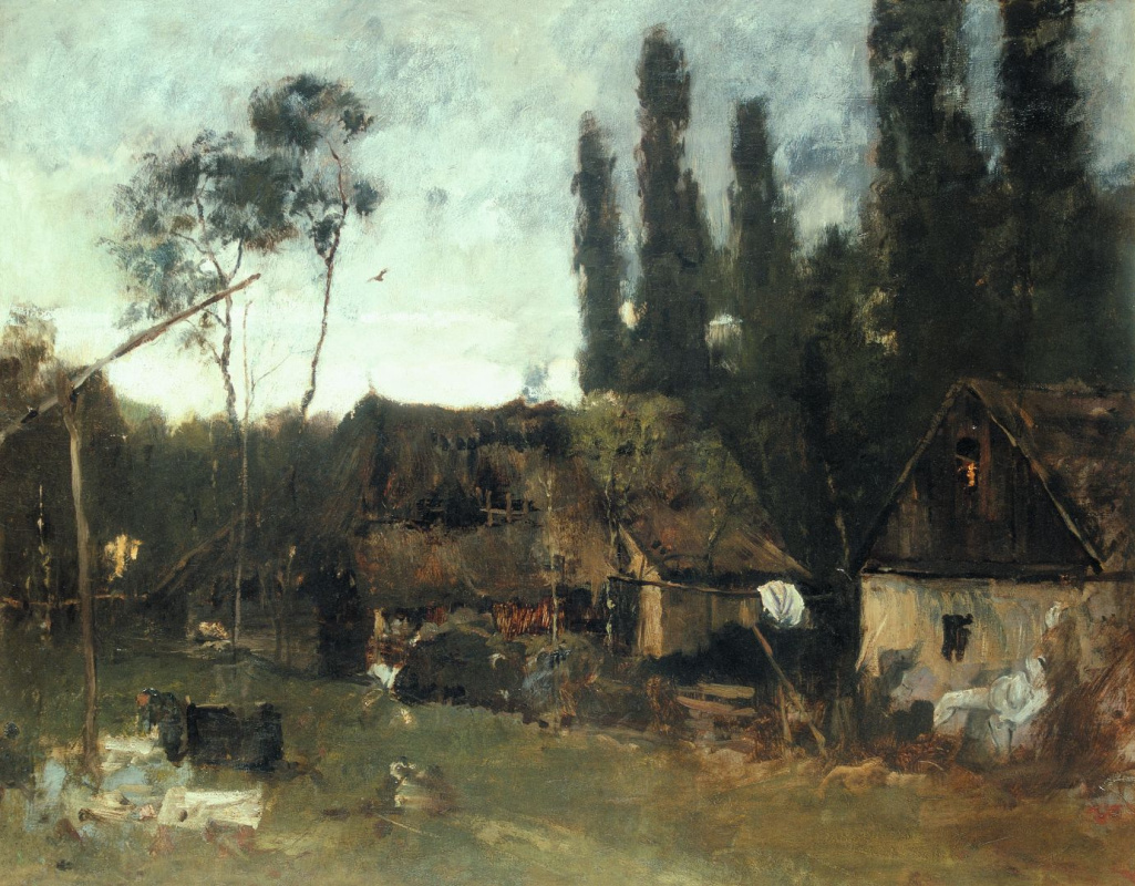Михай Либ Мункачи. Пейзаж с крестьянскими домами