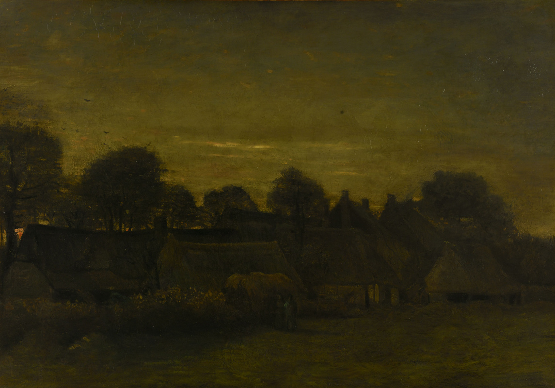 Vincent van Gogh. 黄昏的农场村庄