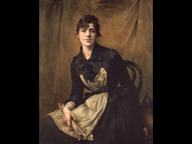 Anna Bilinskaya-Bogdanovich. Self-portrait with apron and brushes