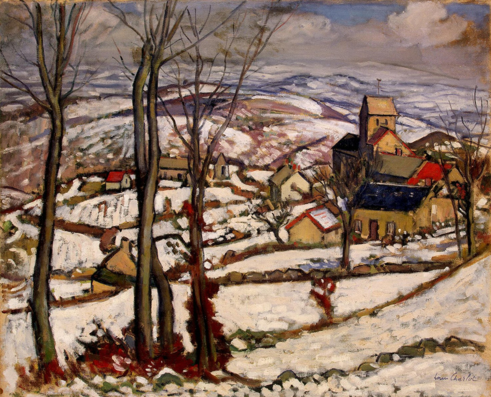 Louis Charlotte. Village under the snow in Morane