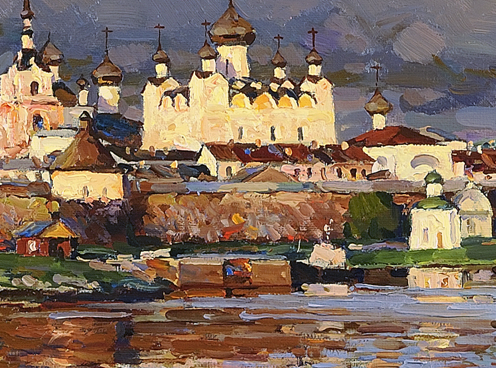 The Solovetsky monastery.Oil on canvas 43,8 x 105,3 cm 2014