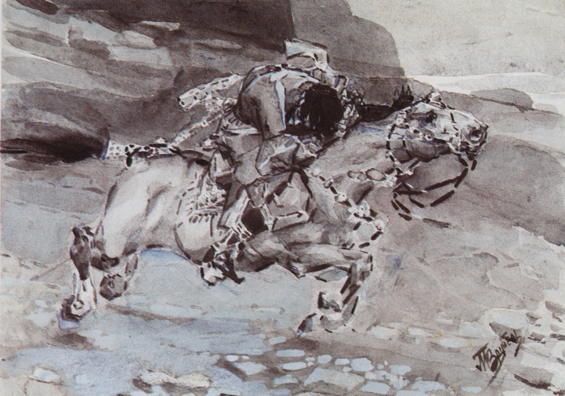 Mikhail Vrubel. Galloping rider ("the horse Trots faster DOE..."). Illustration to the poem by Mikhail Lermontov "Demon"