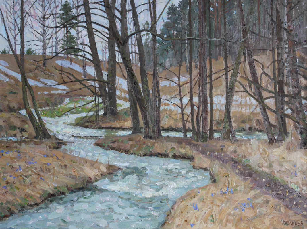 Eugene Alexandrovich Kazantsev. Spring. Forest stream.