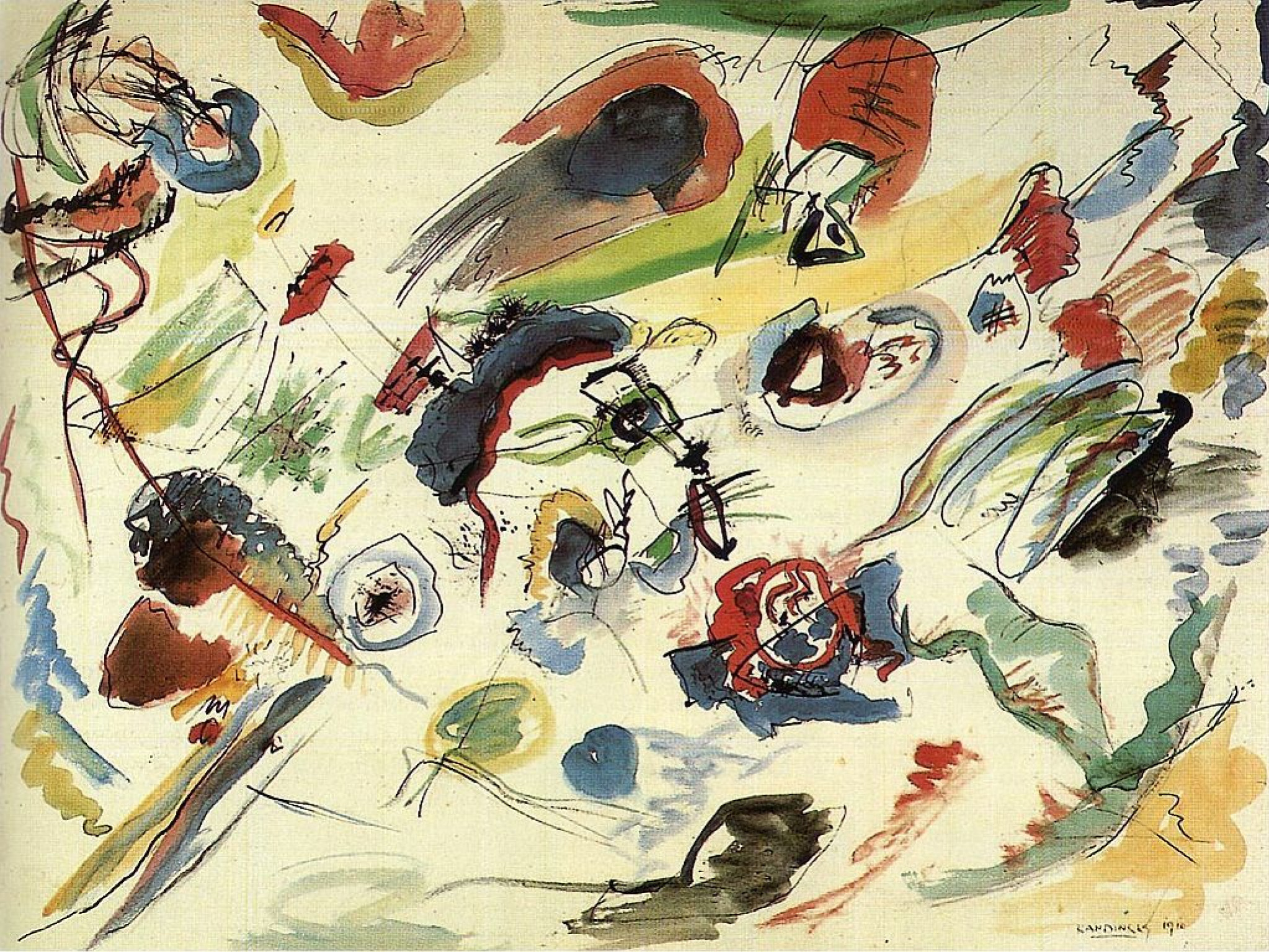 Wassily Kandinsky Erstes abstraktes Aquarell, 1913: Werkbeschreibung |  Artchiv