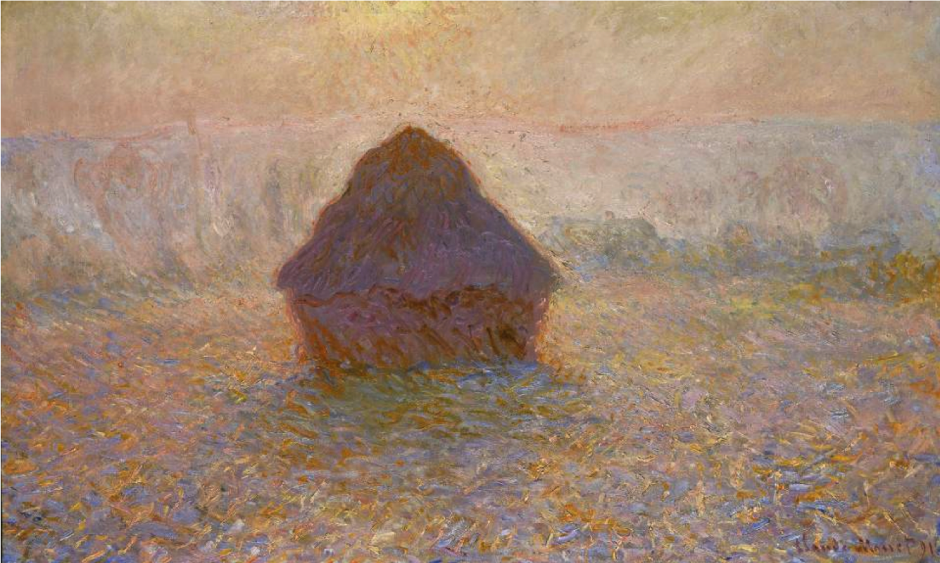 Claude Monet. Covoni di fieno, sole nella nebbia