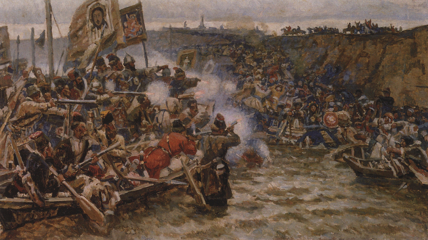 Vasily Surikov. The Conquest Of Siberia By Yermak. A smaller version-the repetition of the same pattern