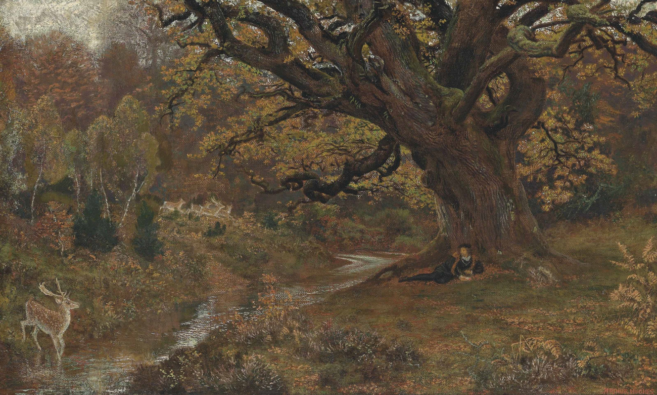 Arthur Hughes. In the Arden Forest: Jacques and the Deer