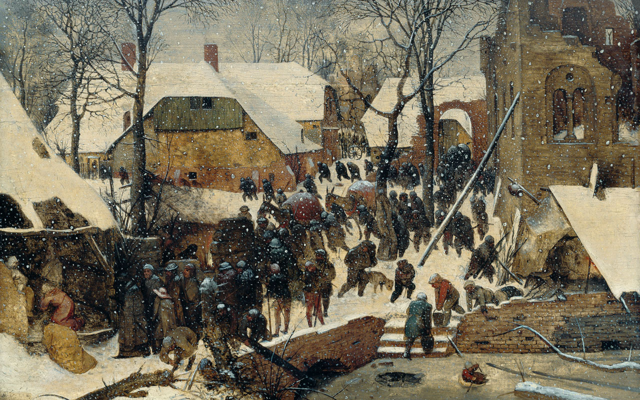 Pieter Bruegel The Elder. The adoration of the Magi in winter landscape
