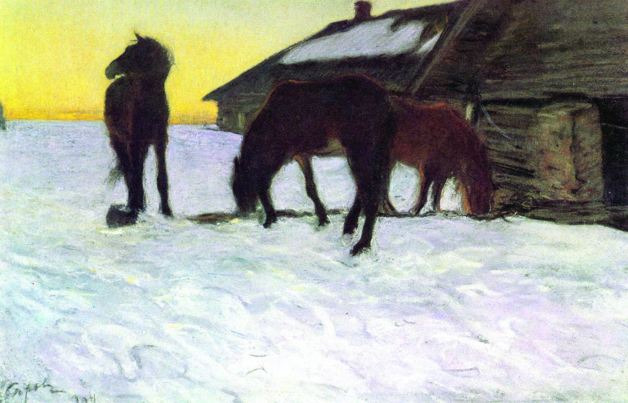 Valentin Aleksandrovich Serov. Colts at a watering hole. Domotkanovo